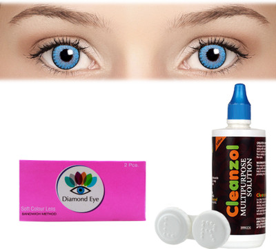 

Diamond Eye 3 tone Blue with LensCareKit By Visionsindia Quaterly Contact Lens(-0.00, Blue, Pack of 2)
