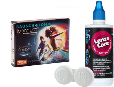 

Bausch & Lomb iConnect 3pk with LensCareKit By Lens4Eye Monthly Contact Lens(-4.50, Clear, Pack of 3)