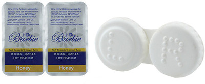 

Barbie Tri Tone Zero Power With Case By Visions India Monthly(Honey-0.00, Colored Contact Lenses, Pack of 2)