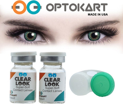 

Optokart Two Tone Color With Case Made In USA By Visions India Yearly Contact Lens(-0.50, Green, Pack of 2)