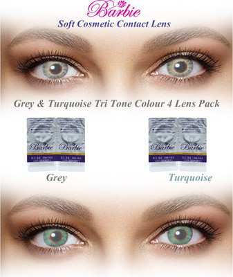 

Barbie Tri Tone 0.00 Power By Visions India Monthly(GreyTurquoise-0.00, Colored Contact Lenses, Pack of 4)