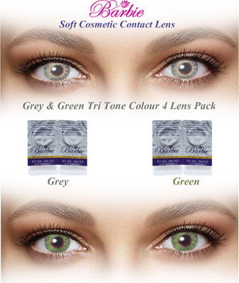 

Barbie Tri Tone Zero Power By Visions India Monthly(GreyGreen-0.00, Colored Contact Lenses, Pack of 4)