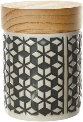 

Howards Embossed Canister in Grey - 400 ml Ceramic Grocery Container(White, Grey), Grey;white