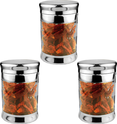 JVL Option Clear Canister - 200 ml Plastic, Steel Tea Coffee & Sugar Container(Pack of 3, Clear)