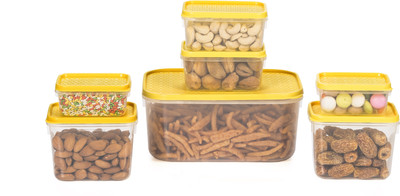 

All Time Polka - 125 L, 250 L, 400 L, 1800 ml Plastic Grocery Container(Pack of 7, Yellow)