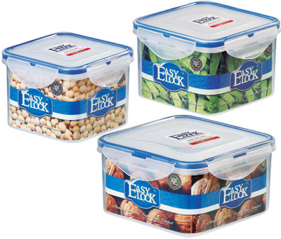 

Easy Lock Stackable 100% Airtight & Leakproof, Reusable, Set of 3, BPA Free, FDA Approved - 700 ml, 900 ml, 1250 ml Polypropylene Grocery Container(Pack of 3, Clear)
