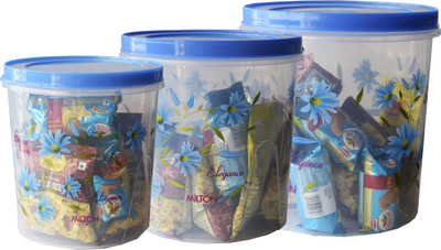 

Milton Storex Big Storage - 3000 ml, 7000 ml, 10000 ml Plastic Grocery Container(Pack of 3, Clear, Blue), Blue;clear