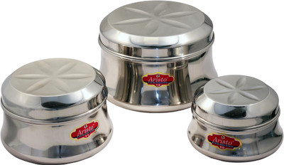 

Aristo Stainless Steel - 800 ml, 1500 ml, 2000 ml Steel Grocery Container(Pack of 3, Silver)