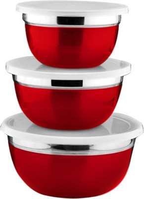 

birdy 3pcs Storage set - 3100 ml Steel Grocery Container(Pack of 3, Red)