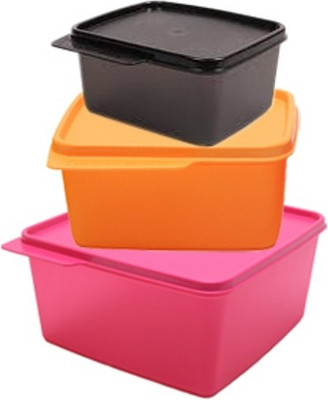 

Tupperware - 2.5 L, 1.5 L, 500 ml Plastic Grocery Container(Pack of 3, Pink, Orange, Black), Black;orange;pink