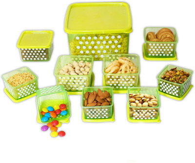 Joyo - 2900 ml Plastic Grocery Container(Pack of 10, Green)