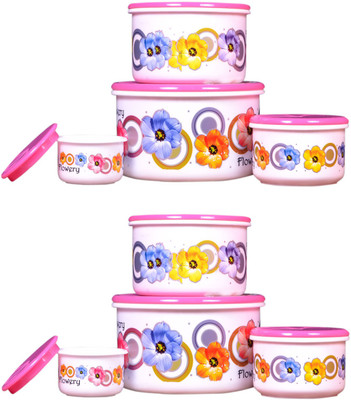 

Home Creations - 300 ml, 600 ml, 750 ml, 1600 ml Polypropylene Grocery Container(Pack of 8, Pink)