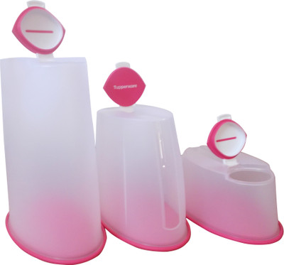 Tupperware Premium Canister Set of 3 - 750 ml, 1600 ml, 2500 ml Plastic Grocery Container(Pack of 3, Pink) available at flipkart for Rs.1250