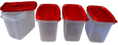 

Tupperware - 800 ml Plastic Grocery Container(Pack of 4, White)