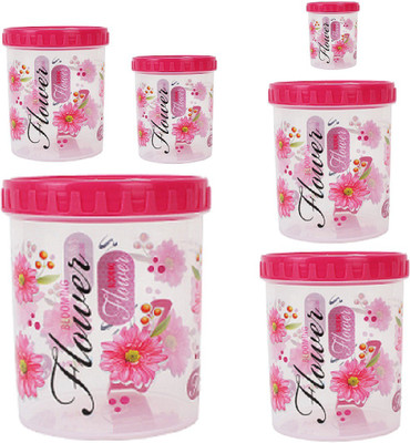 

Stylobby - 1000 ml, 1200 ml, 2000 ml, 1100 ml, 500 ml, 250 ml Polypropylene Grocery Container(Pack of 6, Red)