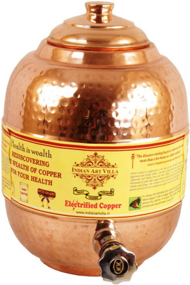 IndianArtVilla Water Dispenser Pot Tank - 4 L Copper Grocery Container(Brown)