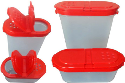 

Tupperware - 200 ml Plastic Grocery Container(Pack of 4, Red, White)