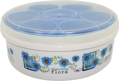 

Frabjous Masala Kit Spice Box Masala Kit With 7 Bowl & 1 Spoon (Blue) - 500 ml Plastic Spice Container(Blue)