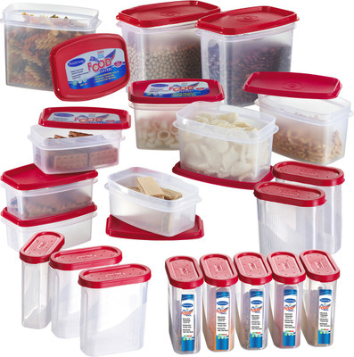 

Primeway Modular Kitchen Food Savers - 275 ml, 500 ml, 750 ml, 1000 ml Plastic Grocery Container(Pack of 20, Red)
