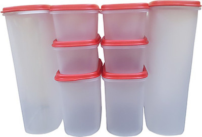 

Tupperware - 500 ml Plastic Grocery Container(Pack of 8, Red)