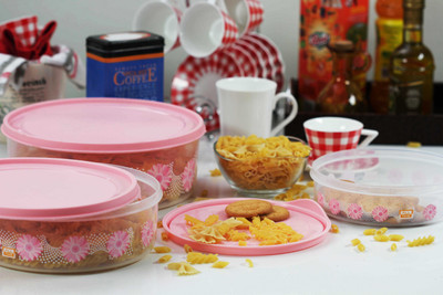 

All Time Decor 3 Pieces - 2000 ml, 3000 ml, 1000 ml Plastic Food Storage(Pack of 3, Pink)