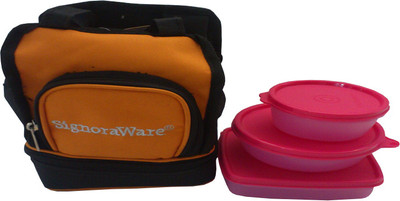 Signoraware Carry Lunch Box With Bag - 200 ml, 300 ml, 350 ml Plastic Grocery Container(Pack of 3, Pink) Signoraware Carry Lunch Box With Bag - 200 ml, 300 ml, 350 ml Plastic Grocery Container(Pack of 3, Pink)