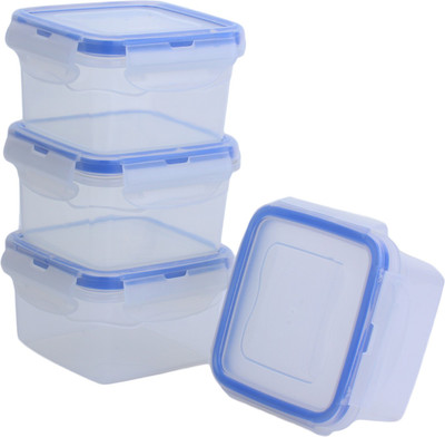 

Homeish Lock & Seal Square Container Set of 4 (300ml, 300ml, 300ml, 300ml) - 300 ml, 300 ml, 300 ml, 300 ml Polypropylene Grocery Container(Pack of 4, Blue)