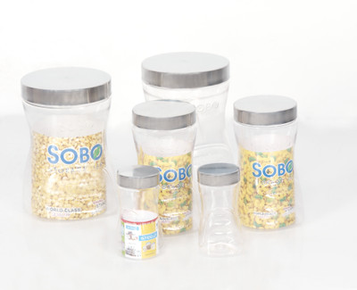 

Steelo 6 Pieces PET - 250 ml x 2, 800 ml x 2, 2000 ml x 2 - Sobo - 800 ml, 250 ml, 2000 ml Plastic Food Storage(Pack of 6, Clear)