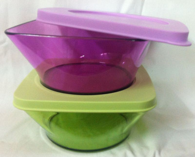 

Tupperware Clear Bowls - 1240 ml Plastic Grocery Container(Pack of 2, Pink, Purple)