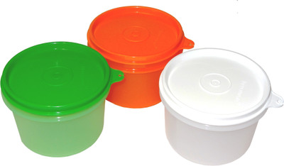 

Tupperware - 500 ml Plastic Grocery Container(Pack of 3, Orange, Green, White), Green;orange;white