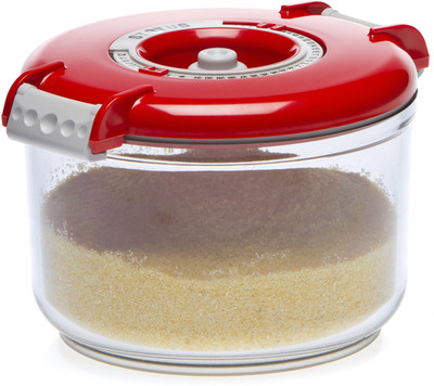 

Rodak Vacuum Container 0.75 L Round Red - 750 ml Plastic Grocery Container(Red)