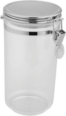 

LoveHome Round Acrylic Clear Air Tight Container with Chrome Clip Lock Lid - 1000 ml Plastic Grocery Container(Silver)