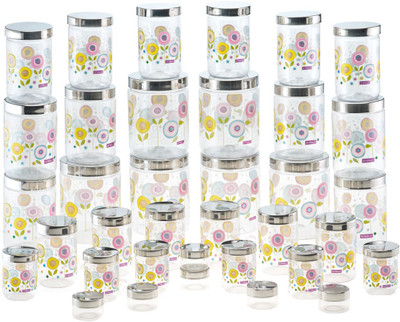 

Steelo Sunflower Design - 50 ml, 200 ml, 500 ml, 800 ml, 1100 ml, 1800 ml Plastic Food Storage(Pack of 36, White)