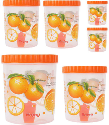 

Stylobby - 1200 ml, 1500 ml, 1100 ml, 1100 ml, 250 ml, 250 ml Polypropylene Grocery Container(Pack of 6, Orange)