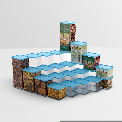 

Disha Marketing Unbreakable Foodgrade Transparent 12 M Containers yellow - 800 ml Plastic Grocery Container(Pack of 24, Blue)