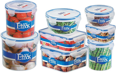

Easy Lock Stackable 100% Airtight & Leakproof, Reusable, Set of 8, BPA Free, FDA Approved - 300 ml, 500 ml, 600 ml, 700 ml, 1150 ml, 1250 ml, 2000 ml PP (Polypropylene) Grocery Container(Pack of 8, Clear, Blue), Blue;clear