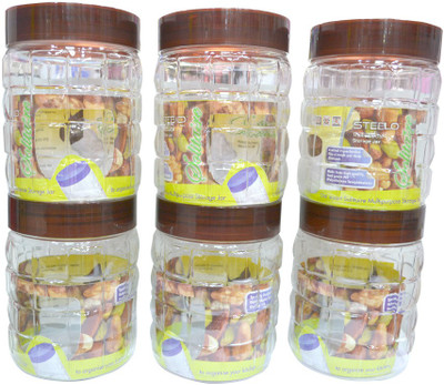 

Steelo Solitaire - 900 ml Plastic Grocery Container(Pack of 6, Clear)