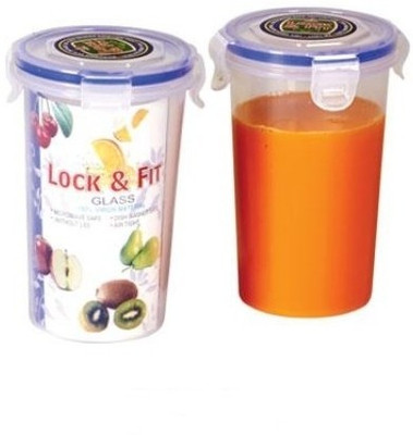 Lock & Fit Glass Set Of 2 - 500 ml Plastic Fridge Container(Pack of 2, Clear)
