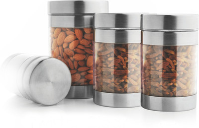 

JVL - 225 ml, 445 ml, 700 ml, 1350 ml Steel Spice Container, Tea Coffee & Sugar Container(Pack of 4, Silver)