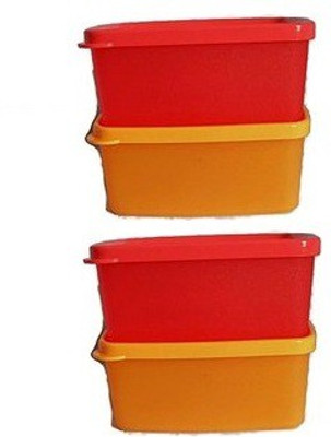 

Tupperware - 450 ml Plastic Grocery Container(Pack of 4, Red, Orange), Orange;red