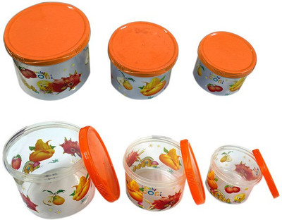 

velgo - 240 ml, 490 ml, 780 ml Plastic Grocery Container(Pack of 6, Orange)