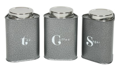 

Gaarv Triangular Canisters - 1360 ml Steel Tea Coffee & Sugar Container(Pack of 3, Silver)