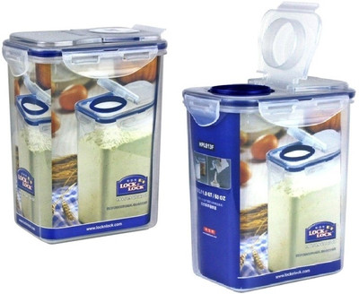 LOCK & LOCK Special Series Container Set of 2 - 1800 ml Plastic Grocery Container(Pack of 2, Clear, Blue)