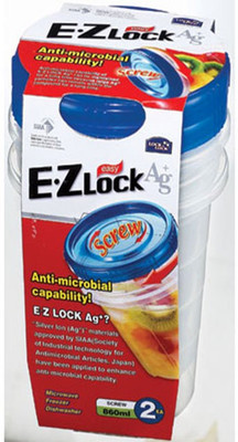 LOCK & LOCK Ez Lock - 860 ml Plastic Grocery Container(Pack of 2, Clear)