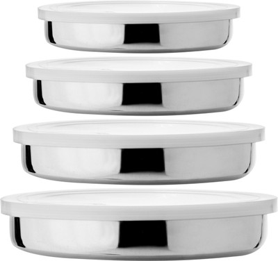 Golddust - 500 ml, 380 ml, 250 ml, 125 ml Steel Grocery Container(Pack of 4, Silver)
