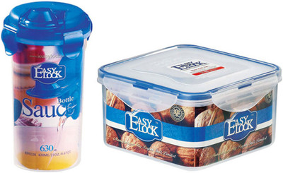 

Easy Lock Meded Easy Lock Stackable, Airtight, Leakproof - 630 L, 1250 L Plastic Grocery Container(Pack of 2, Clear)