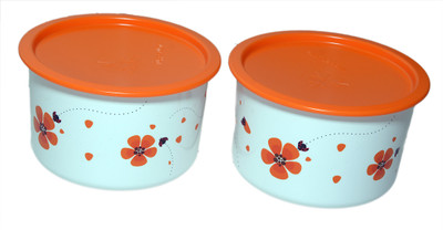 

Tupperware - 950 ml Plastic Grocery Container(Pack of 2, Orange, White)