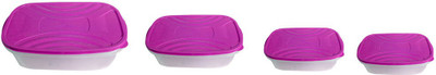 

Velgo - 200 ml, 400 ml, 900 ml, 1500 ml Plastic Grocery Container(Pack of 4, Pink)