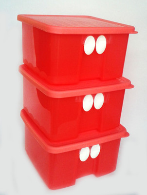 

Tupperware Freedge Smart - 1000 ml PP (Polypropylene) Grocery Container(Pack of 3, Red)