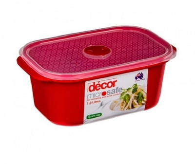 

Decor Microsafe Oblong 1.6 L - 1600 ml Plastic Grocery Container(Red)
